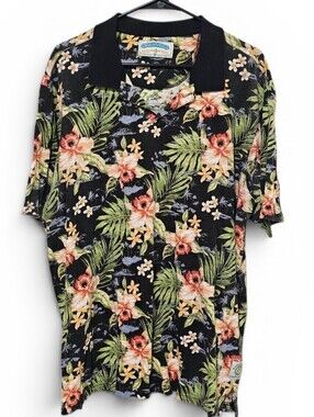 Margaritaville Men's Hawaiian Floral 100% Cotton Polo Size XL